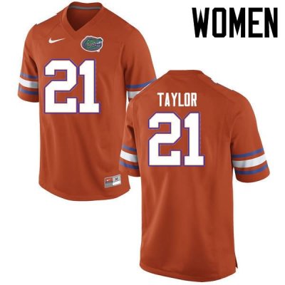 Women's Florida Gators #21 Fred Taylor NCAA Nike Orange Authentic Stitched College Football Jersey DEA1562HC